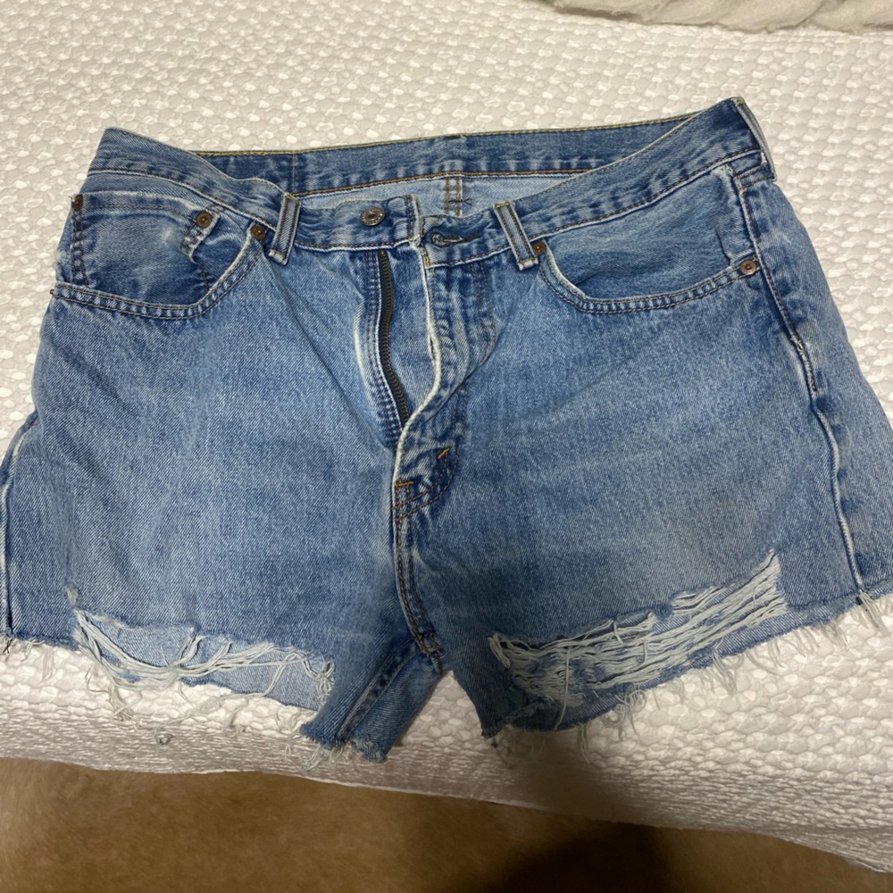 Levi’s ripped jean shorts